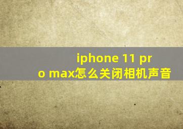 iphone 11 pro max怎么关闭相机声音